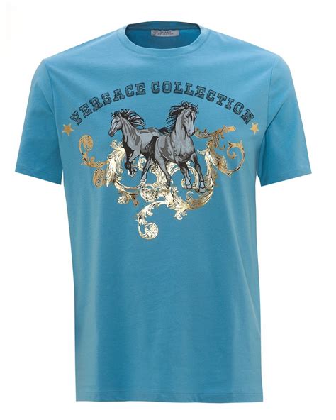 versace collection t shirt blue|versace collection t shirts men's.